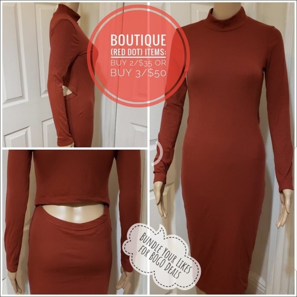 NWT| {RUST SLICE BACK COLUMN DRESS} (-S - M-) - Picture 2 of 9